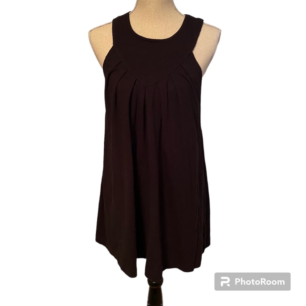 FP BEACH FREE PEOPLE SWIM COVERUP TUNIC BLACK SLUB KNIT SLEEVELESS A-LINE SIZE S